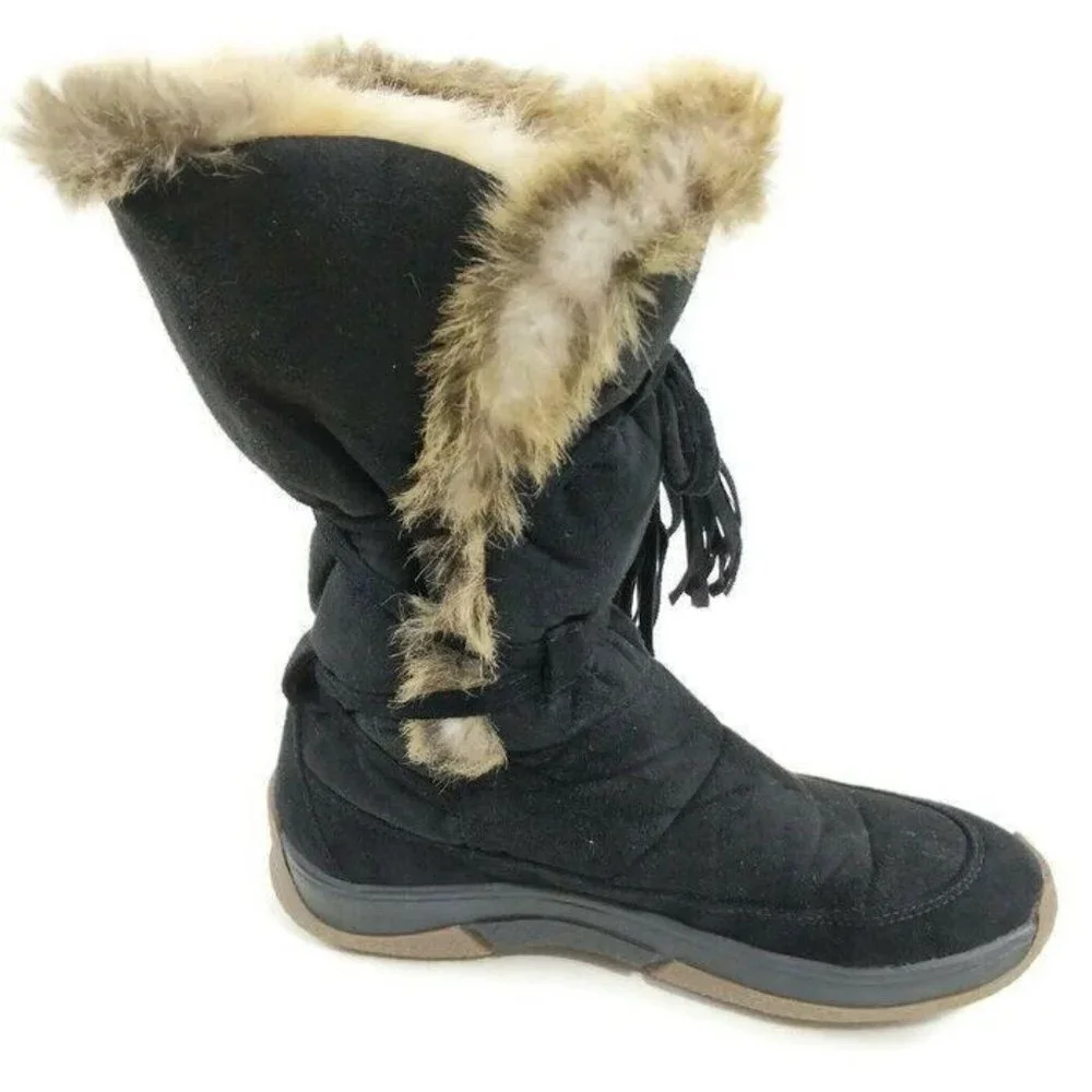 Pajar Winter Boots Womens US 7 7.5 EUR‎ 38 Black Mid Calf Fur Lined